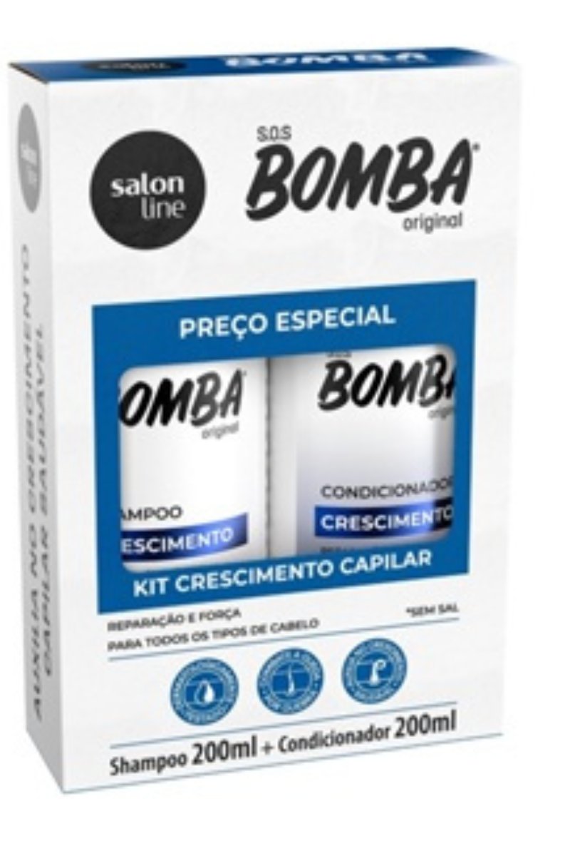 Kit Shampoo + Condicionador CRESCIMENTO SOS Bomba Original Salon Line 200ml
