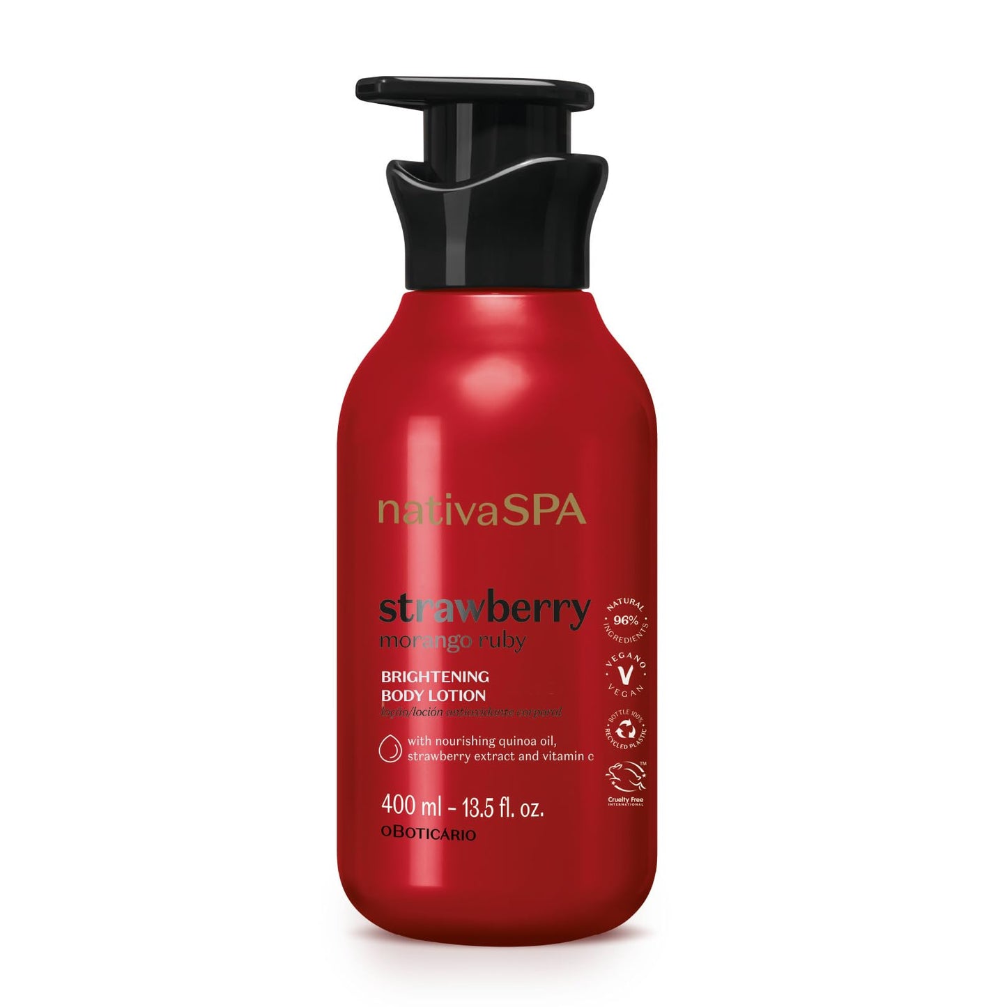 Nativa Spa Loção Corporal Hidratante Morango Ruby, 400ml