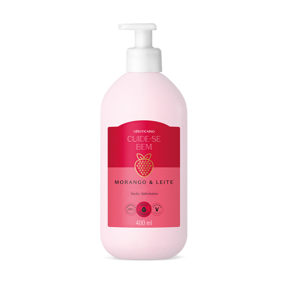 Loção Hidratante Corporal Cuide-se Bem Morango e Leite 400ml