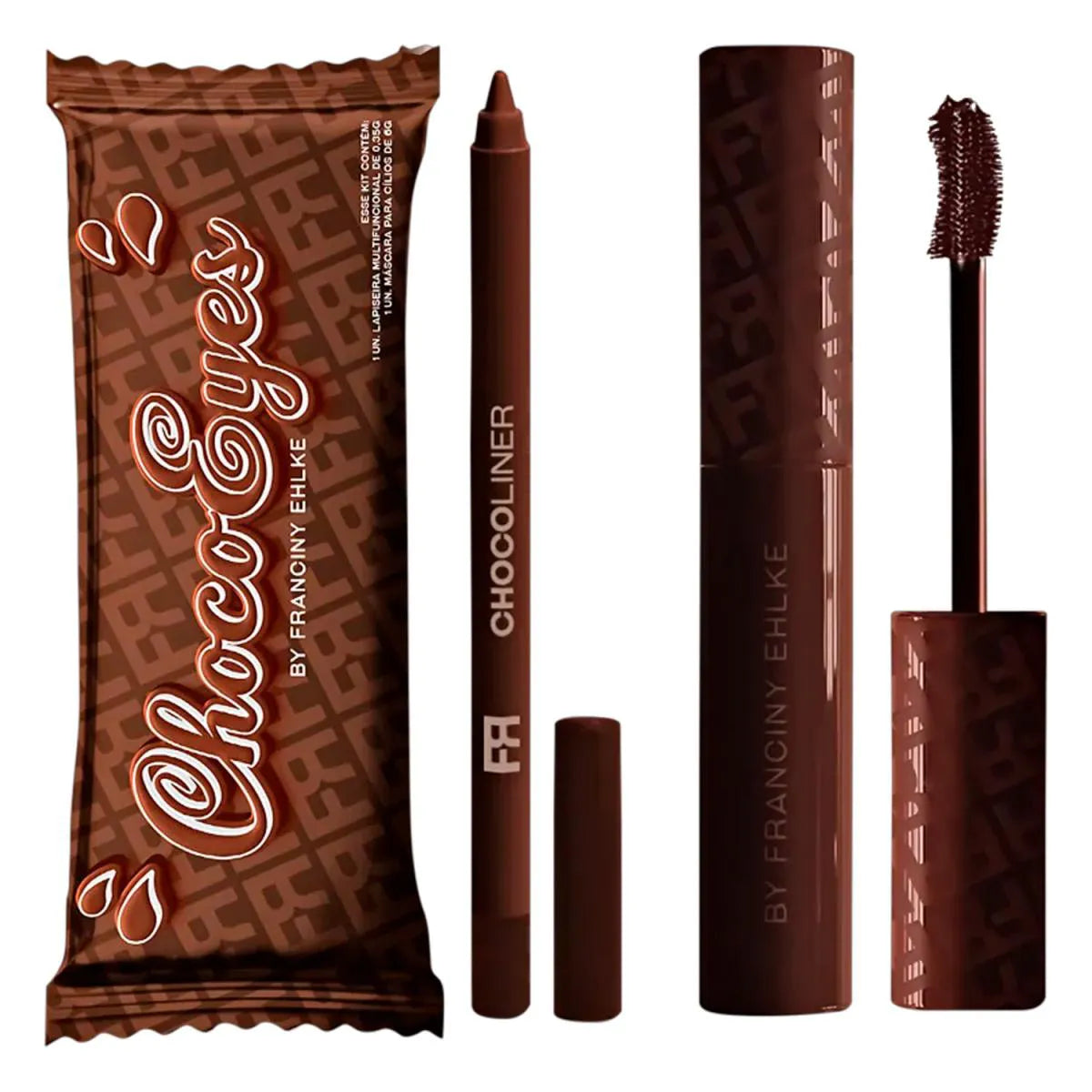 KIT FRAN CHOCOEYES MÁSCARA CILIOS MARROM E LÁPIS MULTIFUNCIONAL BY FRANCINY EHLKE