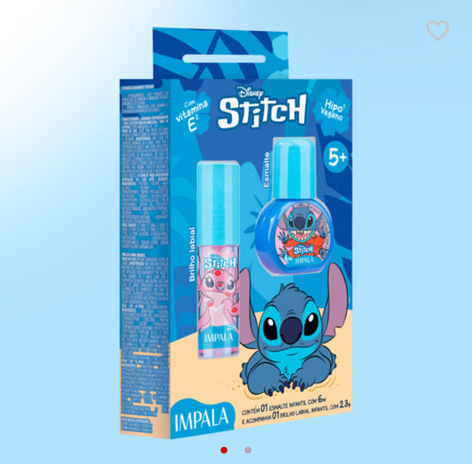Kit Esmalte e Brilho Labial Angel Infantil - Impala Disney Stitch