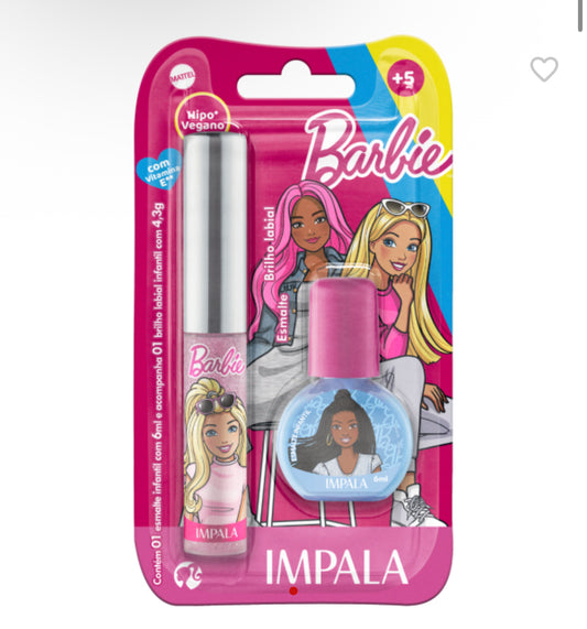 Kit Esmalte e Brilho Labial Tutti-Frutti Infantil Impala Barbie