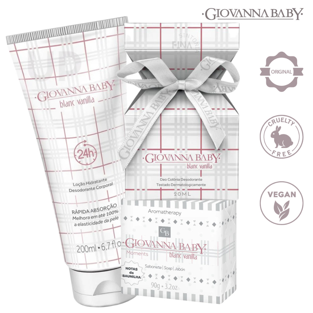 Kit Giovanna Baby Blanc Vanilla Colônia Hidratante e Sabonete Vegetal