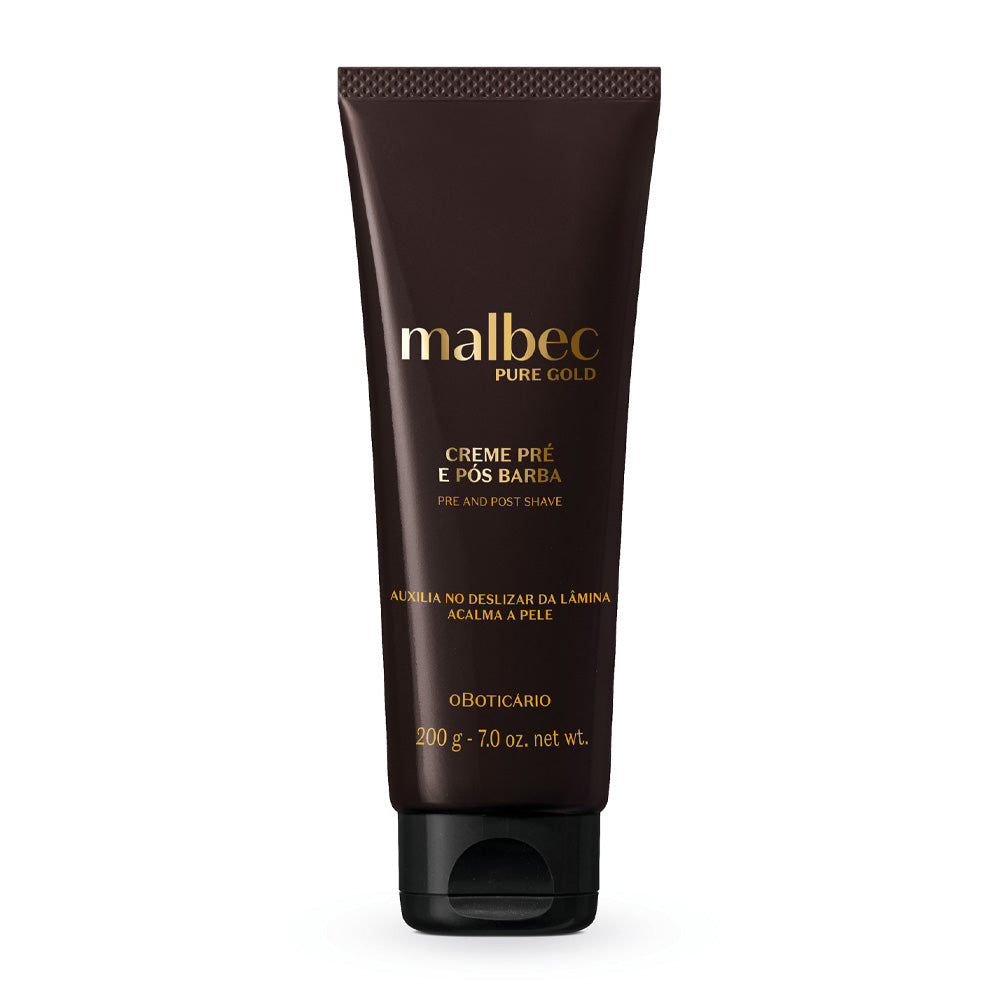 Creme pré e pós barba Malbec Pure Gold, 200g